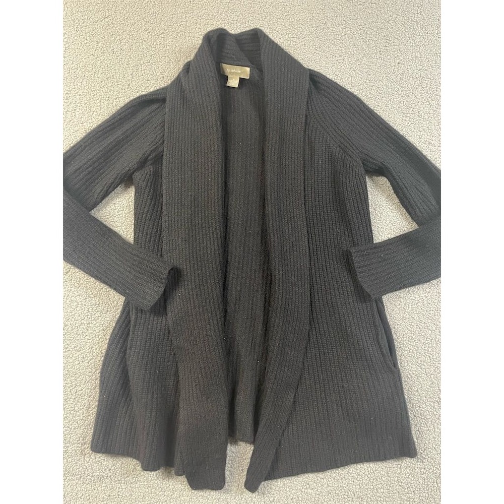 Ply Cashmere Women's Gray Cardigan Sweater Size M Long Sleeve